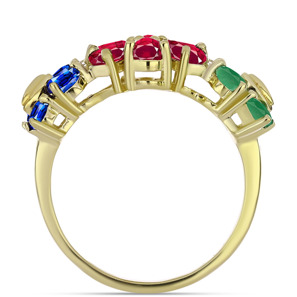 Goldplattierter Silberring mit Rubin aus Madagaskar und australischem blauem Saphir 3 
