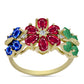 Goldplattierter Silberring mit Rubin aus Madagaskar und australischem blauem Saphir