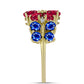Goldplattierter Silberring mit Rubin aus Madagaskar und australischem blauem Saphir