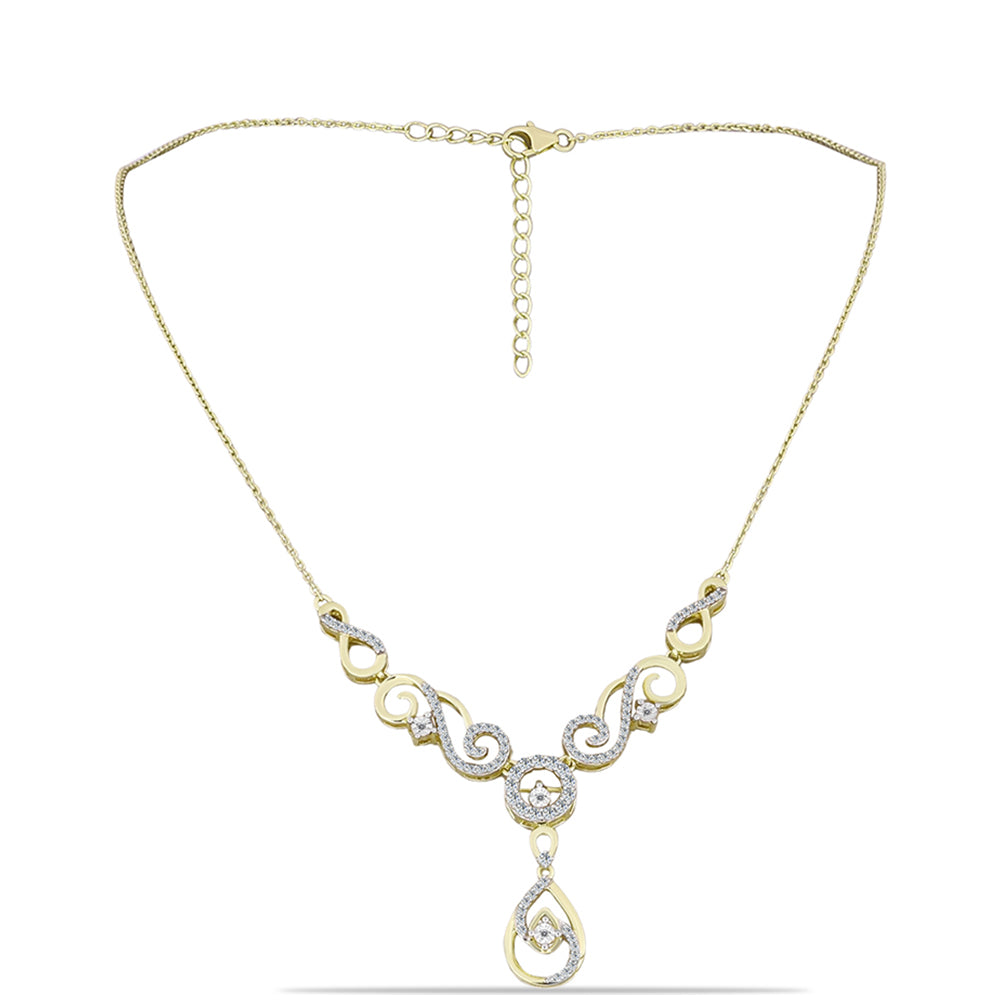 Goldplattierte Silberhalskette mit weißem Diamant und weißem Topas