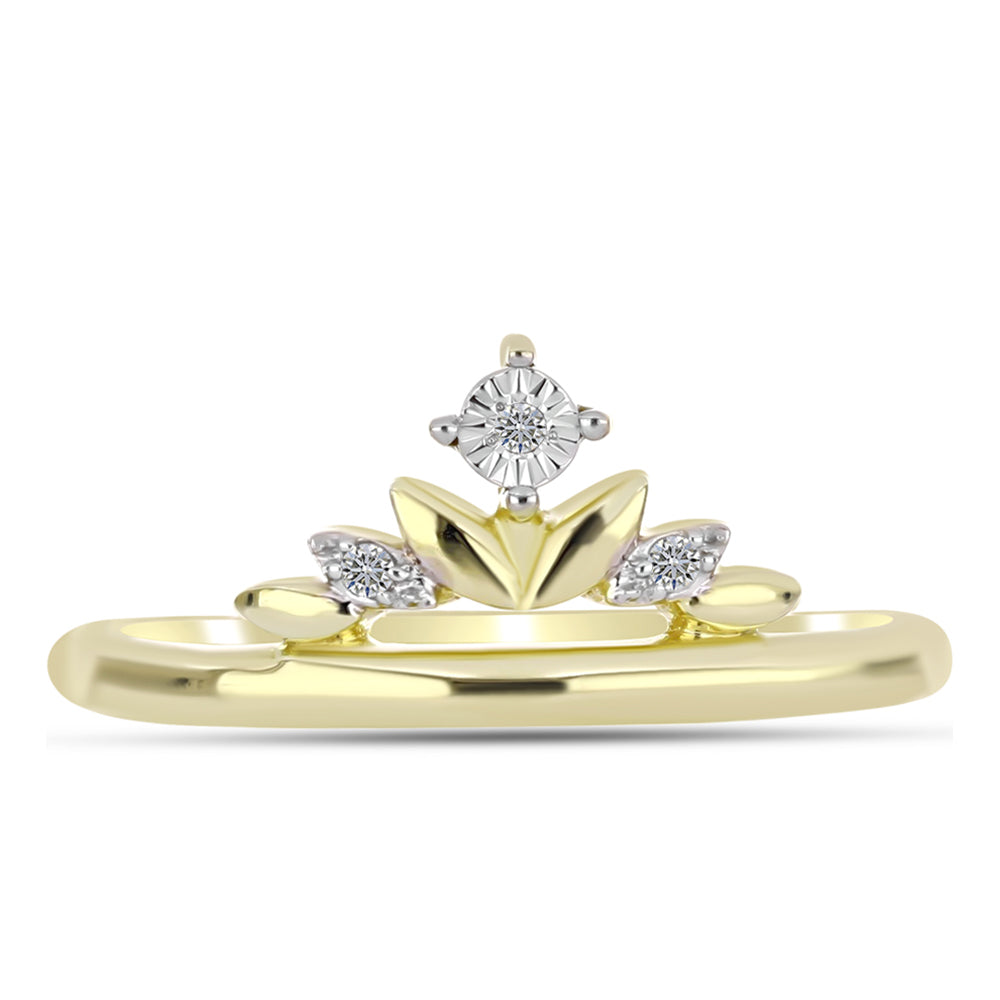 Goldplattierter Silberring mit weißem Diamant 1 