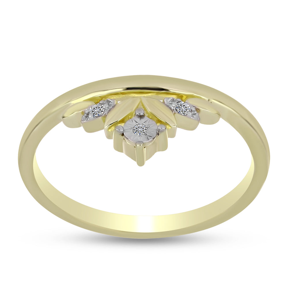 Goldplattierter Silberring mit weißem Diamant 3 