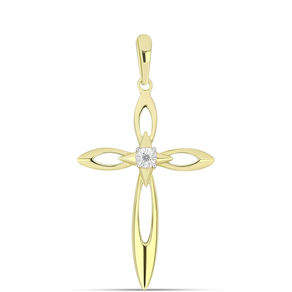 Goldplattierter Silberanhänger mit weißem Diamant