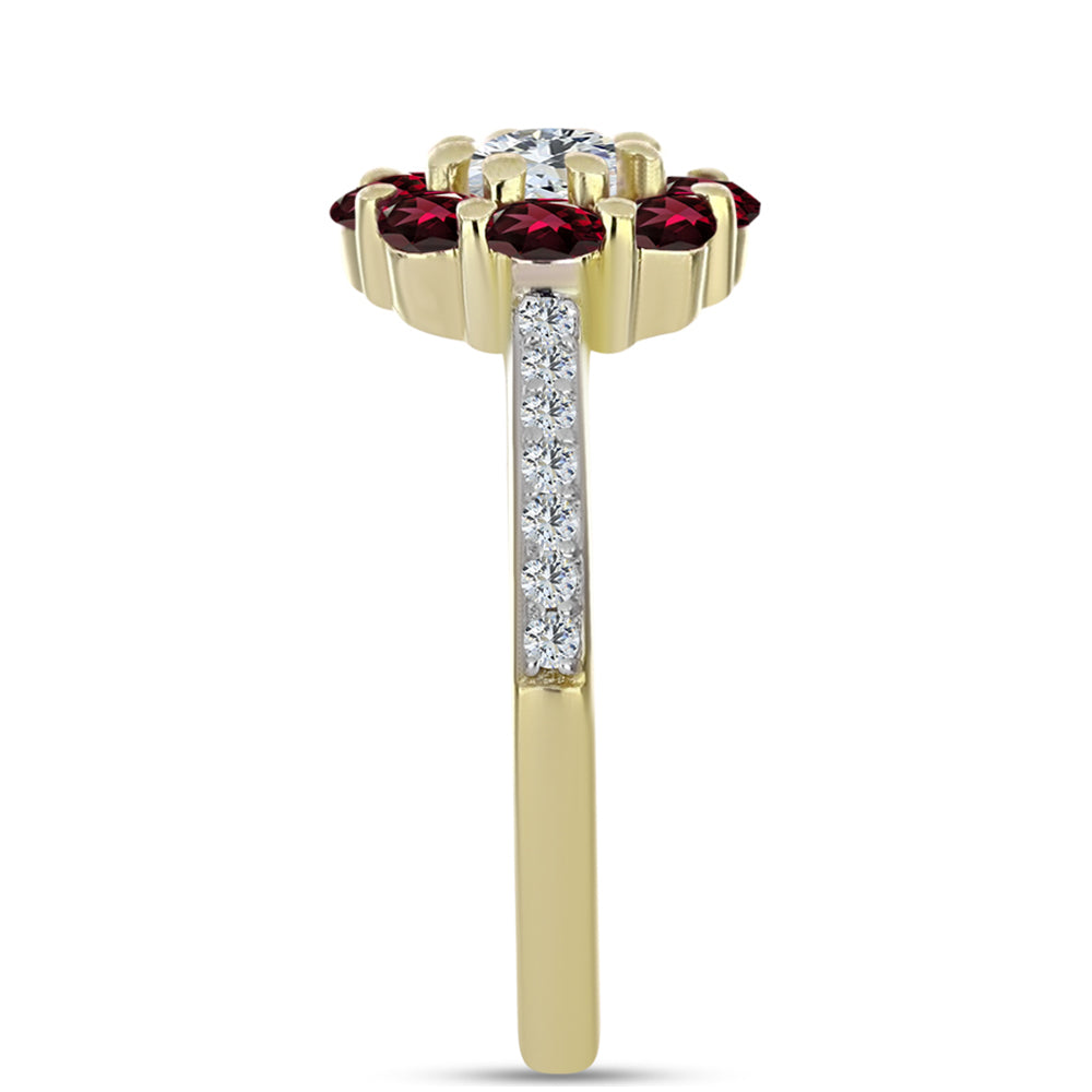 Goldplattierter Silberring mit Rhodolith Granat und weißem Topas 4 