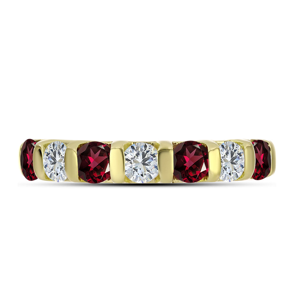 Goldplattierter Silberring mit Rhodolith Granat und weißem Topas