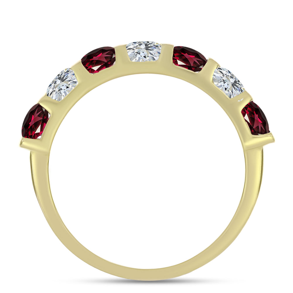 Goldplattierter Silberring mit Rhodolith Granat und weißem Topas