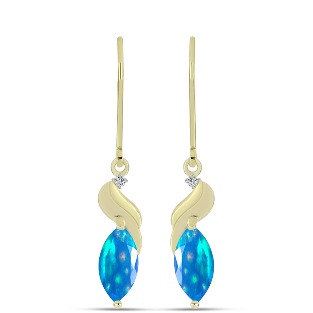 Goldplattierte Silberohrringe mit äthiopischem Paradiese-Opal und weißem Topas 1 