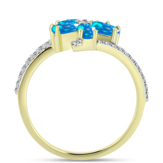 Goldplattierter Silberring mit äthiopischem Paradiese-Opal und weißem Topas