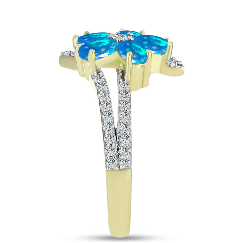 Goldplattierter Silberring mit äthiopischem Paradiese-Opal und weißem Topas 4 