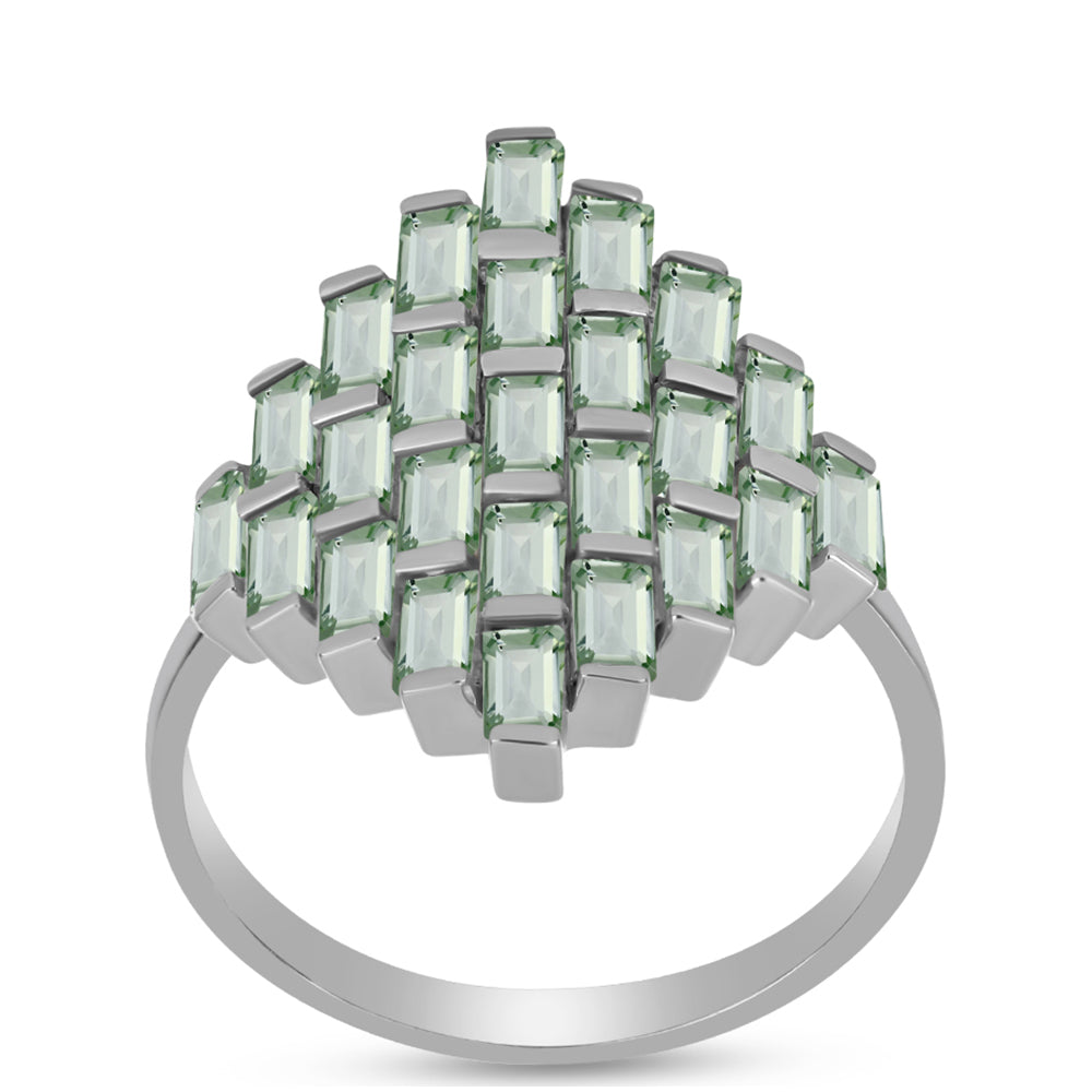 Silberring mit grünem Amethyst 2 