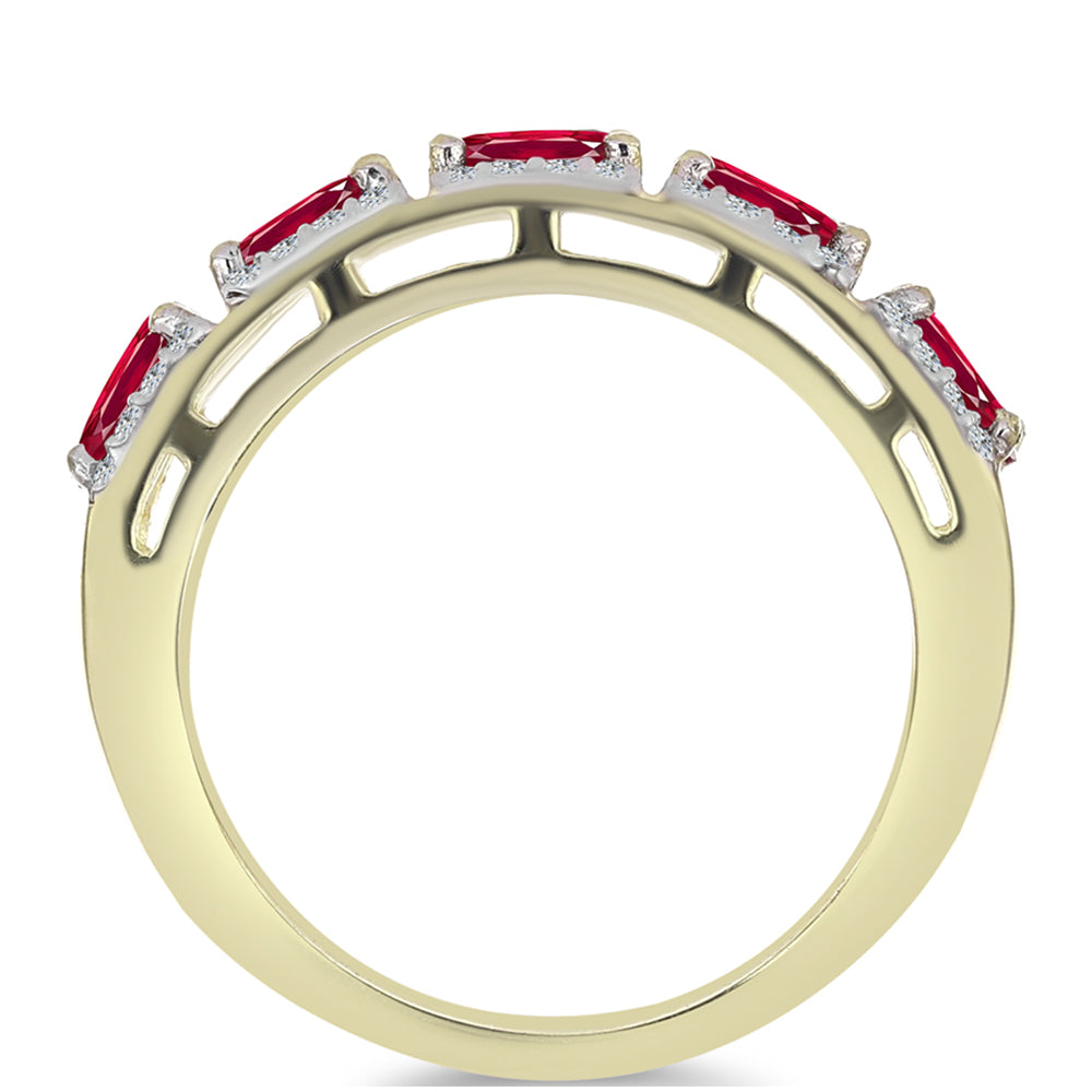 Goldplattierter Silberring mit Rubin aus Madagaskar und weißem Topas