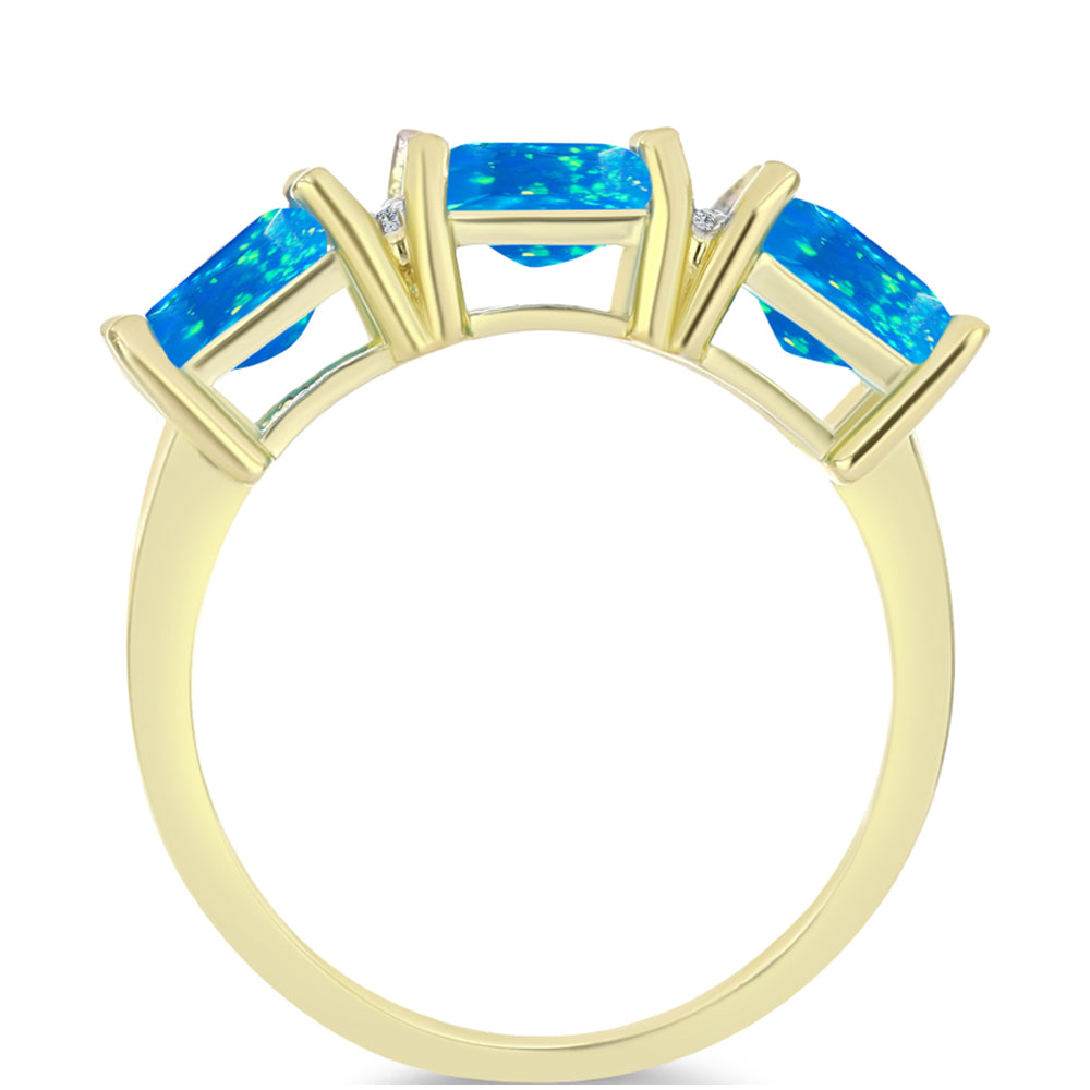 Goldplattierter Silberring mit äthiopischem Paradiese-Opal und weißem Topas 2 