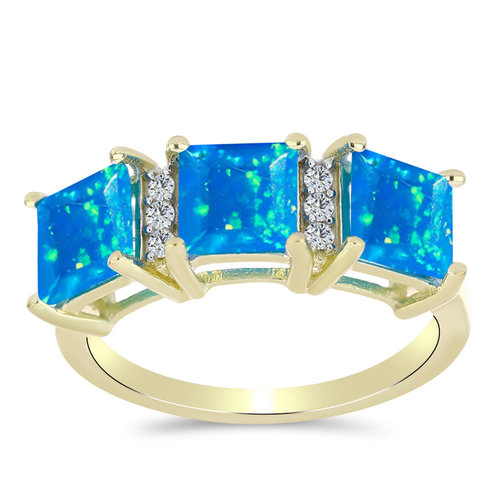 Goldplattierter Silberring mit äthiopischem Paradiese-Opal und weißem Topas 3 