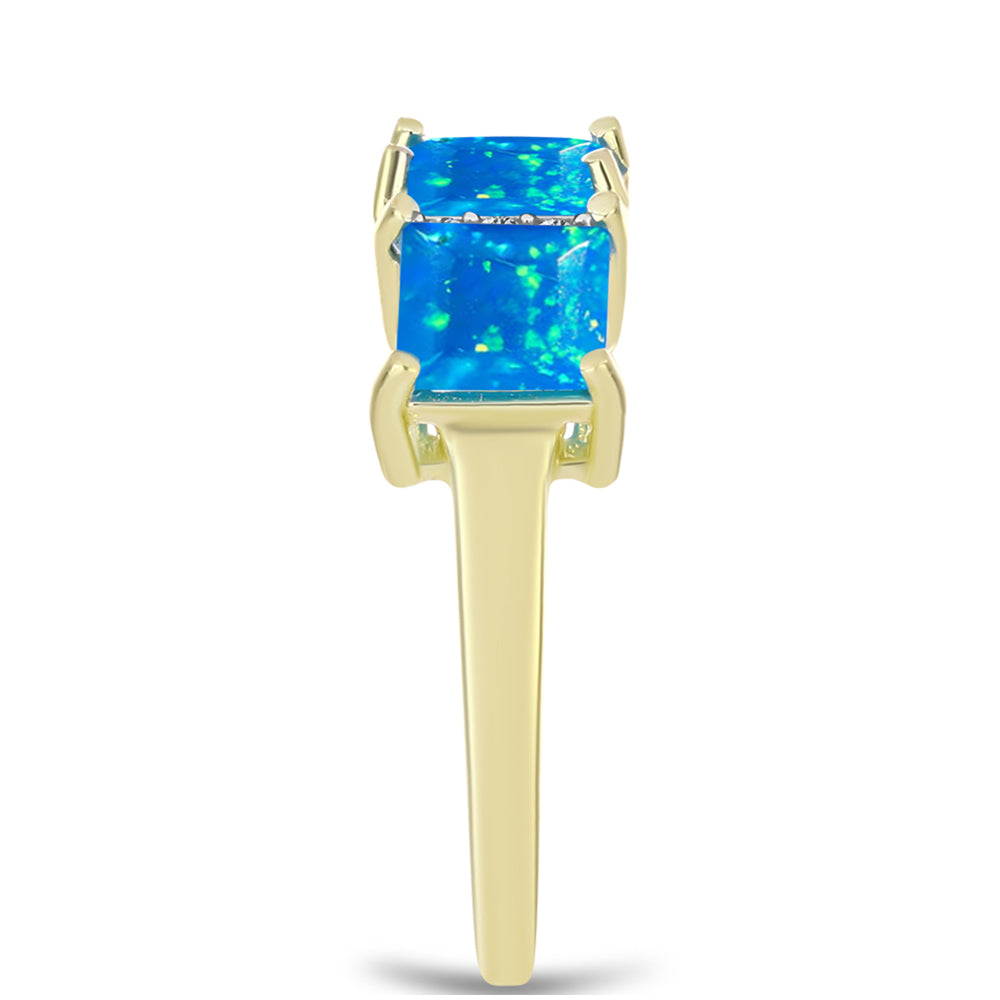 Goldplattierter Silberring mit äthiopischem Paradiese-Opal und weißem Topas 4 