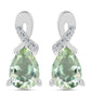 Silberohrringe mit grünem Amethyst und weißem Topas