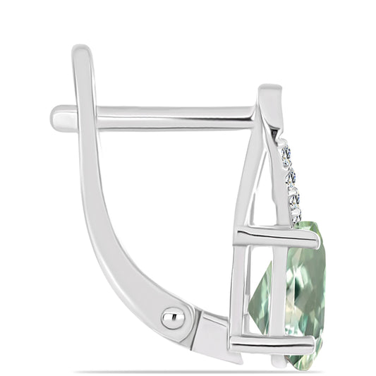 Silberohrringe mit grünem Amethyst und weißem Topas
