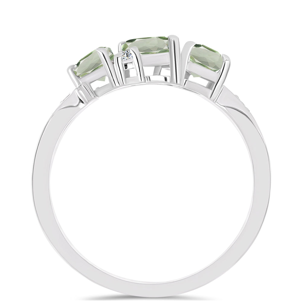 Silberring mit grünem Amethyst und weißem Topas