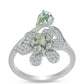 Silberring mit grünem Amethyst und weißem Topas