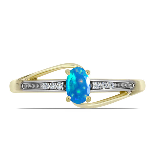 Goldplattierter Silberring mit äthiopischem Paradiese-Opal und weißem Topas