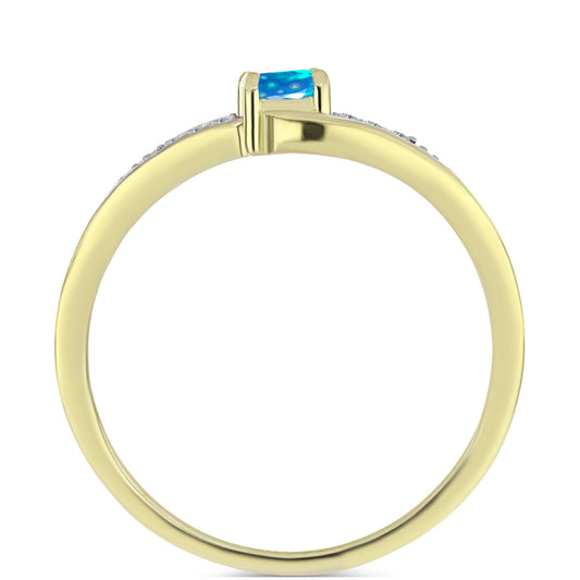 Goldplattierter Silberring mit äthiopischem Paradiese-Opal und weißem Topas