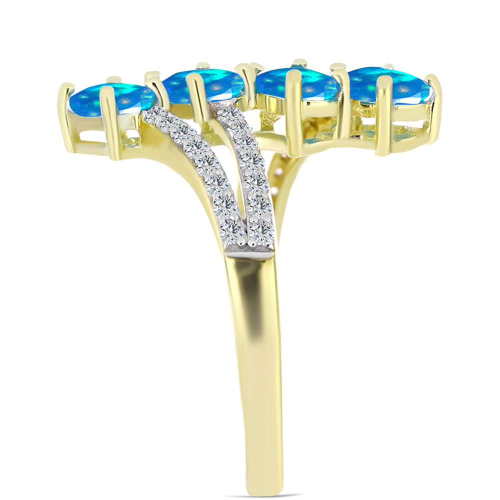 Goldplattierter Silberring mit äthiopischem Paradiese-Opal und weißem Topas 4 