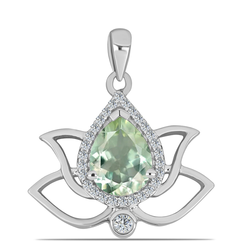 Silberanhänger mit grünem Amethyst und weißem Topas