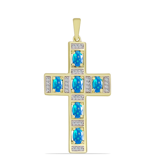 Goldplattierter Silberanhänger mit äthiopischem Paradiese-Opal und weißem Topas