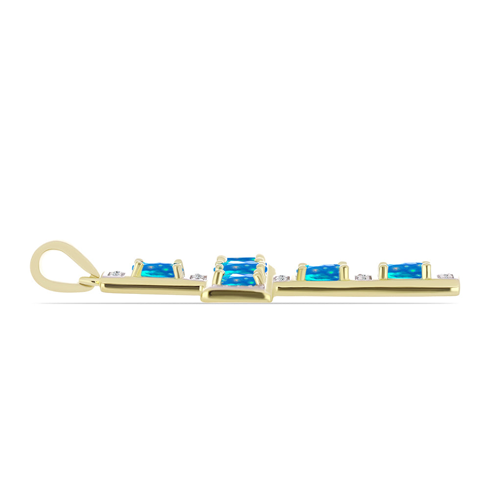 Goldplattierter Silberanhänger mit äthiopischem Paradiese-Opal und weißem Topas 2 