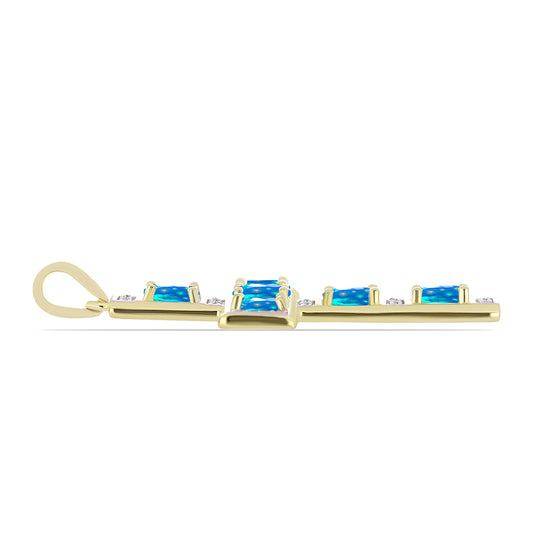 Goldplattierter Silberanhänger mit äthiopischem Paradiese-Opal und weißem Topas