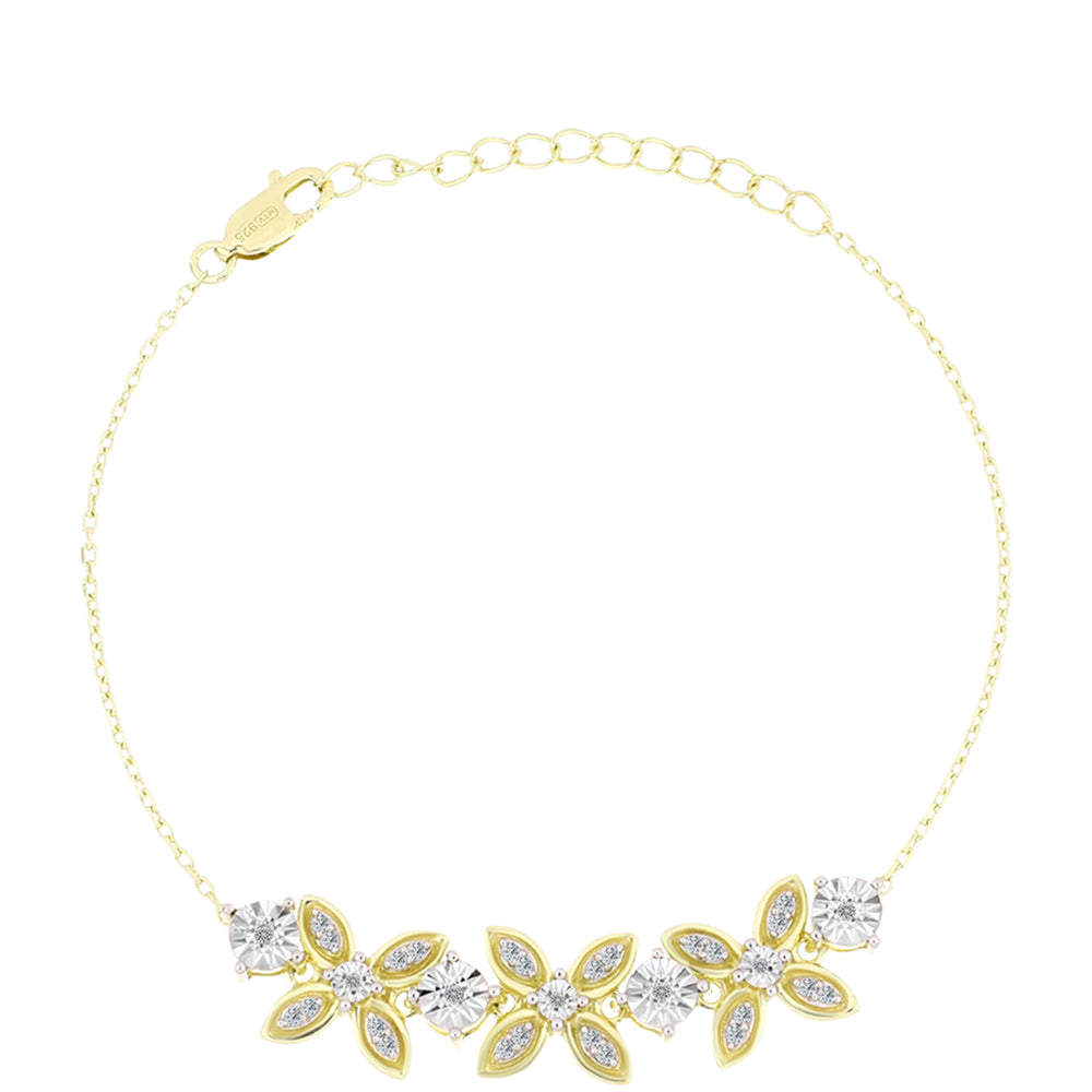 Goldplattiertes Silberarmband mit weißem Diamant und weißem Topas 1 