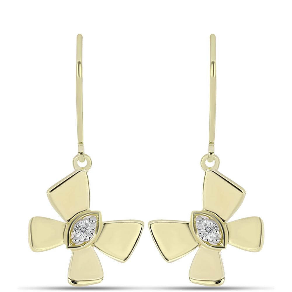 Goldplattierte Silberohrringe mit weißem Diamant 1 