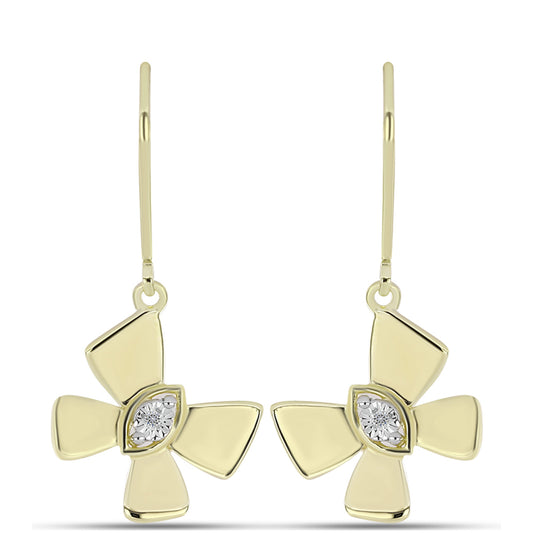 Goldplattierte Silberohrringe mit weißem Diamant