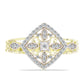 Goldplattierter Silberring mit weißem Diamant und weißem Topas