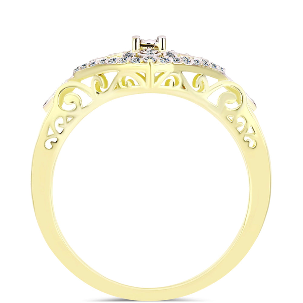 Goldplattierter Silberring mit weißem Diamant und weißem Topas
