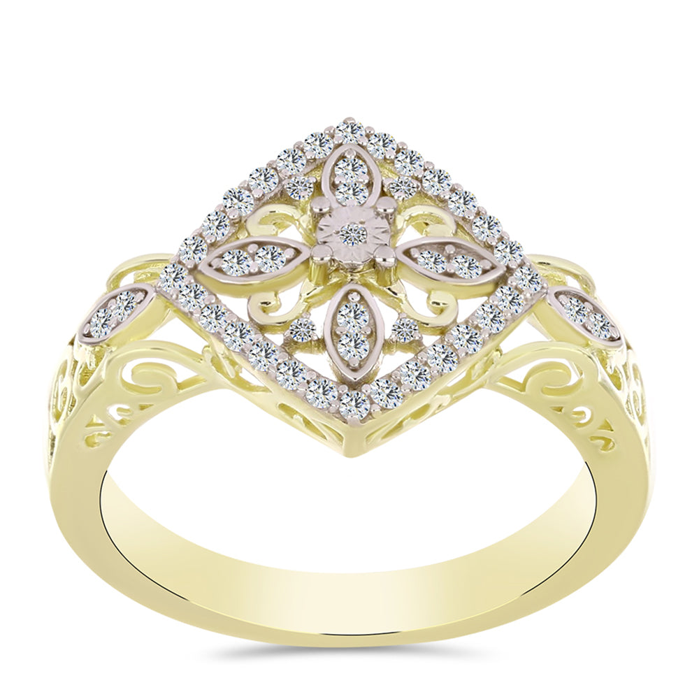Goldplattierter Silberring mit weißem Diamant und weißem Topas 3 