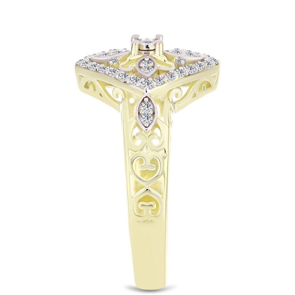 Goldplattierter Silberring mit weißem Diamant und weißem Topas 4 