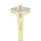 Goldplattierter Silberring mit weißem Diamant und weißem Topas