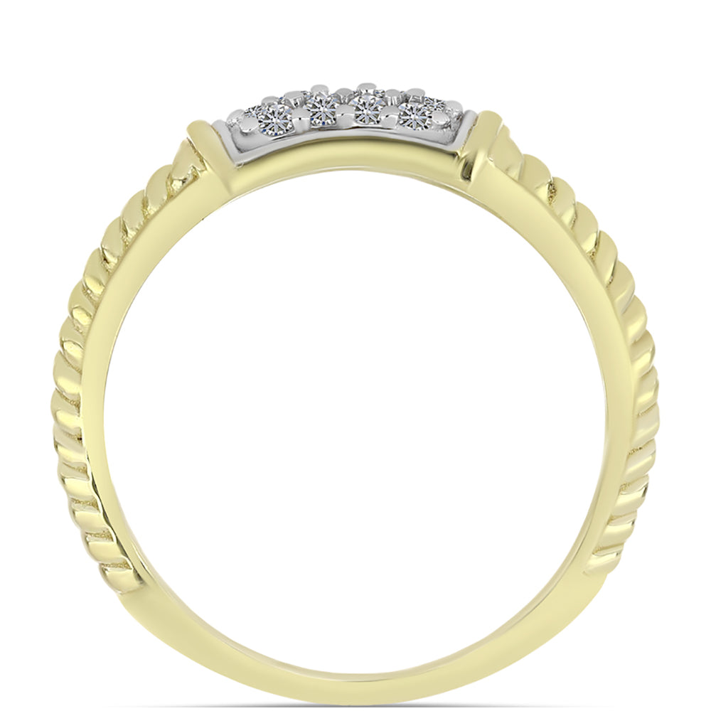 Goldplattierter Silberring mit weißem Diamant 3 