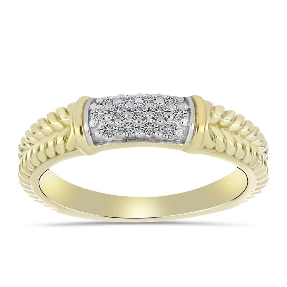 Goldplattierter Silberring mit weißem Diamant 1 