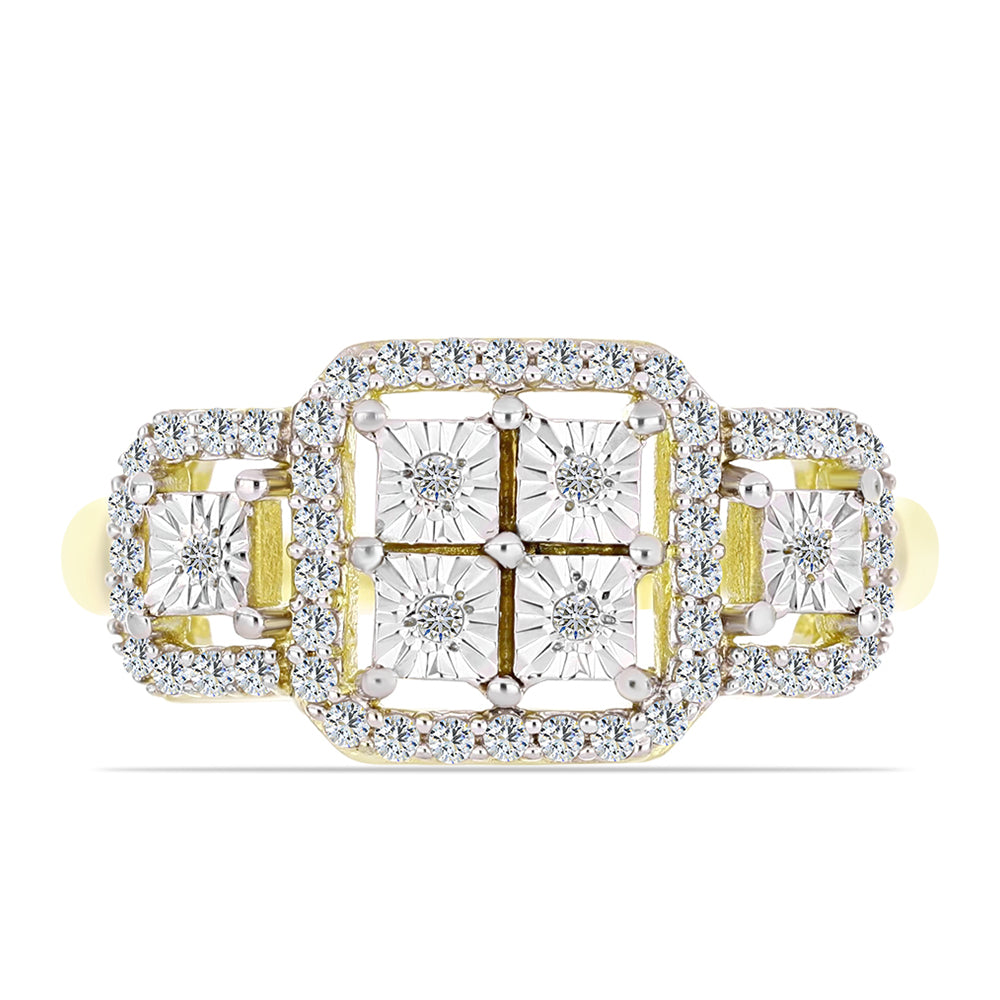 Goldplattierter Silberring mit weißem Diamant und weißem Topas 1 