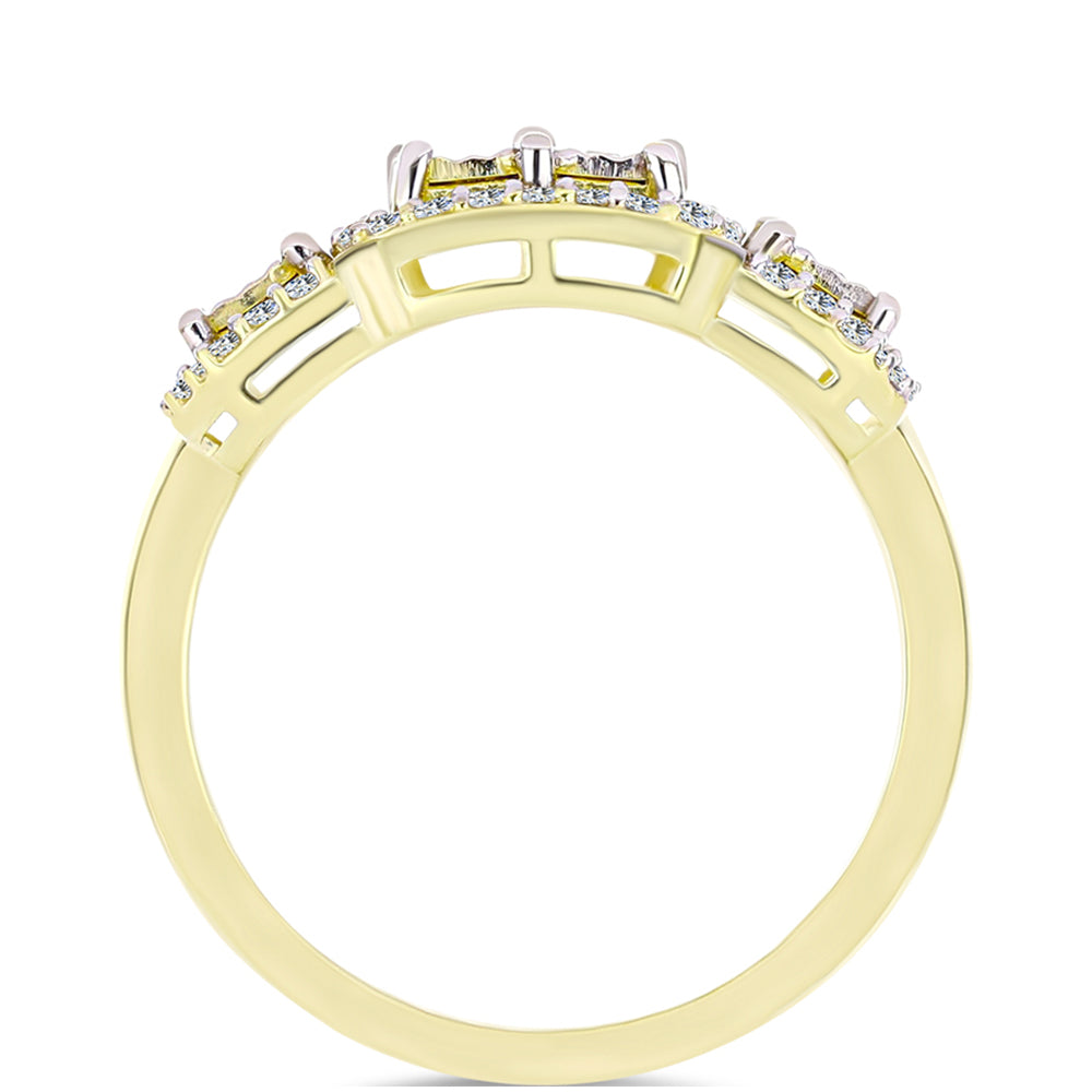 Goldplattierter Silberring mit weißem Diamant und weißem Topas