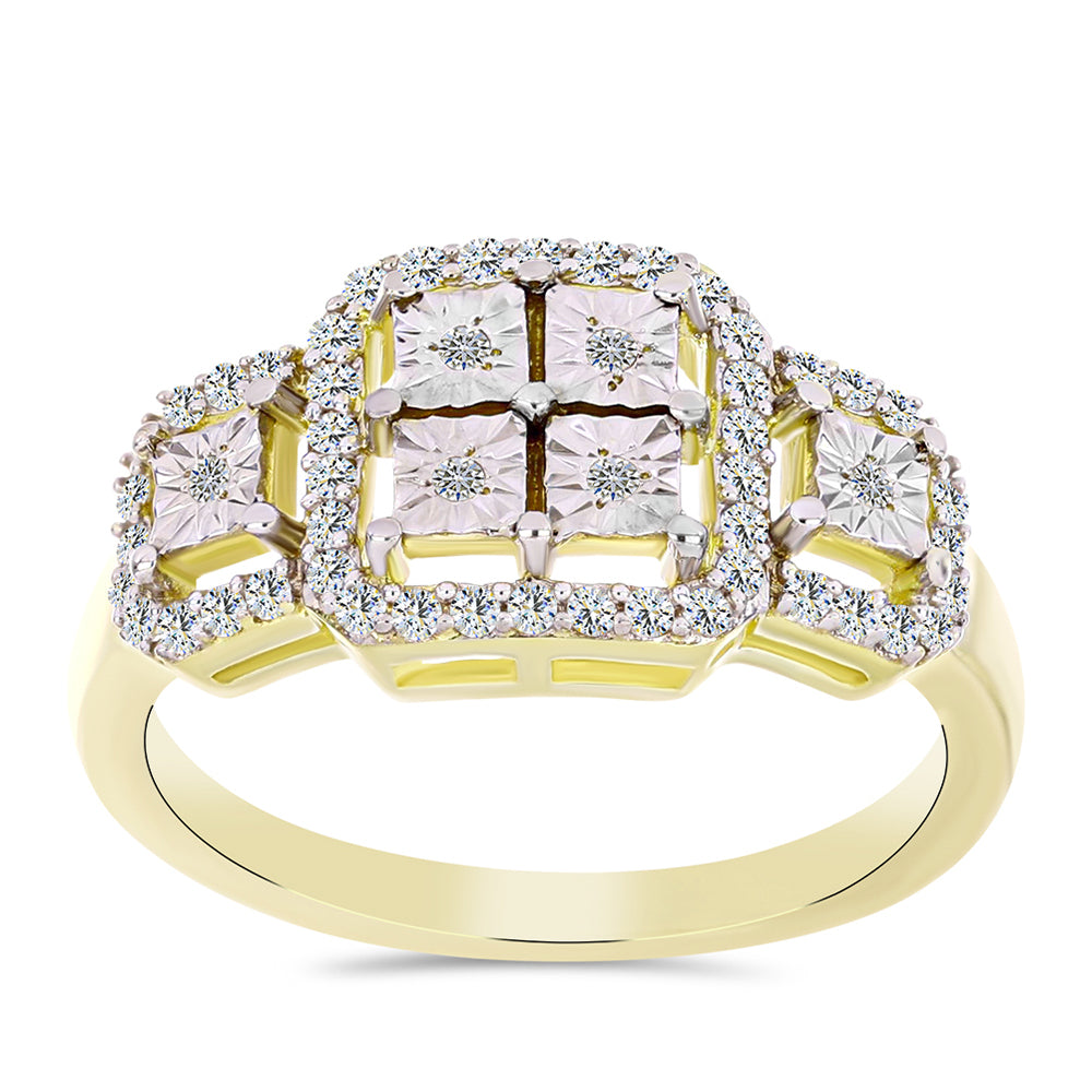 Goldplattierter Silberring mit weißem Diamant und weißem Topas 3 