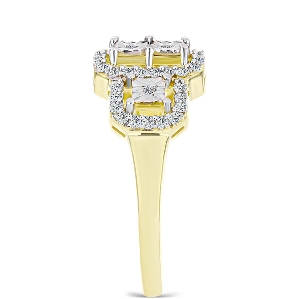 Goldplattierter Silberring mit weißem Diamant und weißem Topas 4 