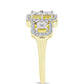 Goldplattierter Silberring mit weißem Diamant und weißem Topas