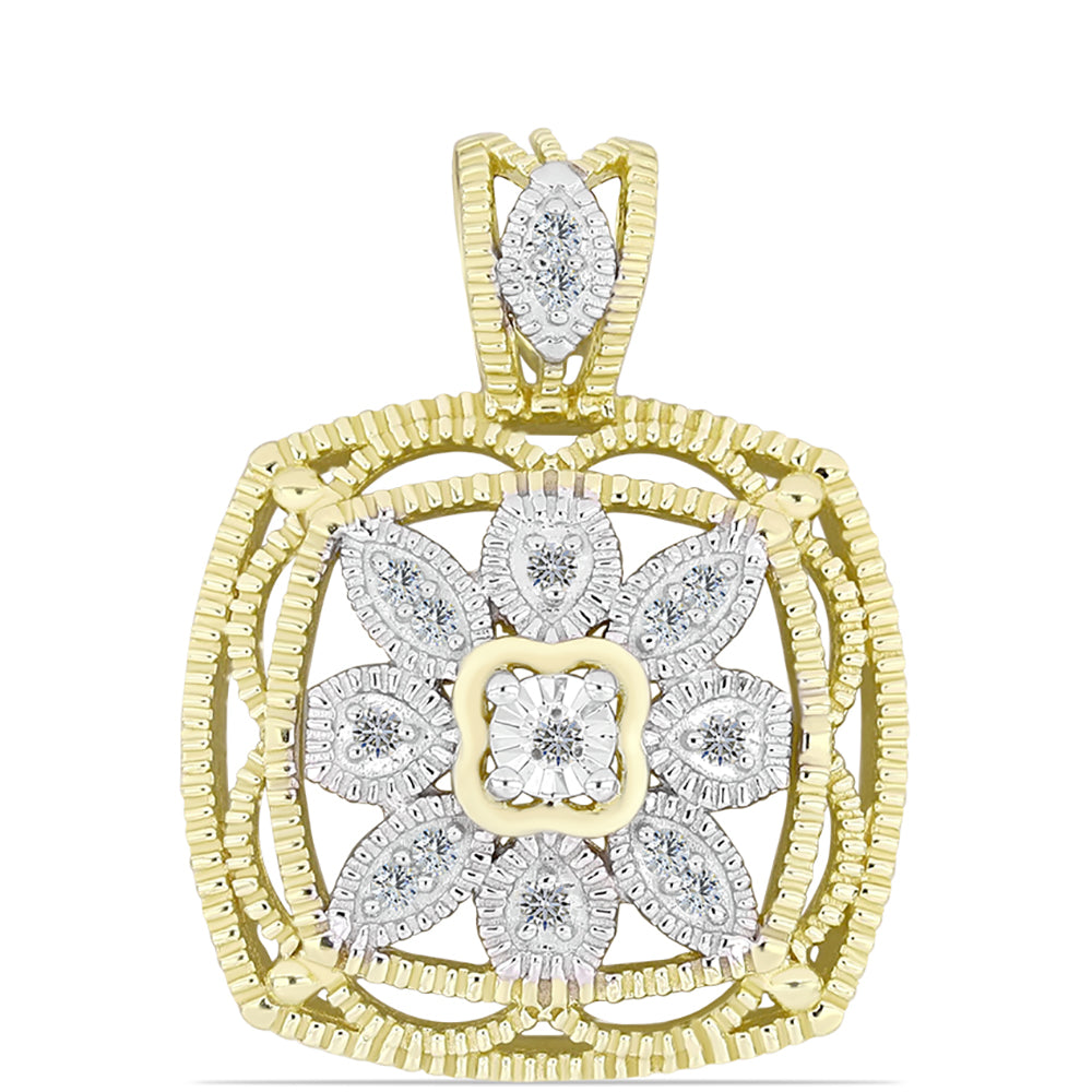 Goldplattierter Silberanhänger mit weißem Diamant und weißem Topas