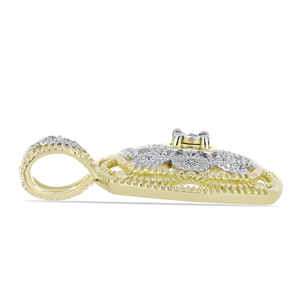 Goldplattierter Silberanhänger mit weißem Diamant und weißem Topas
