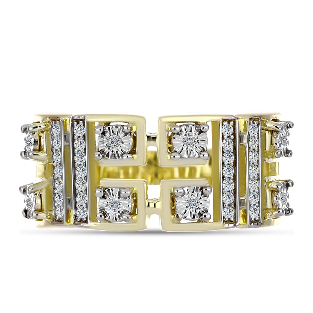 Goldplattierter Silberring mit weißem Diamant und weißem Topas