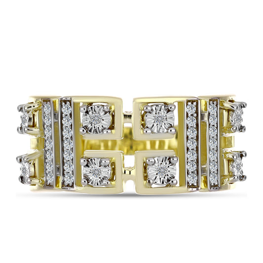 Goldplattierter Silberring mit weißem Diamant und weißem Topas
