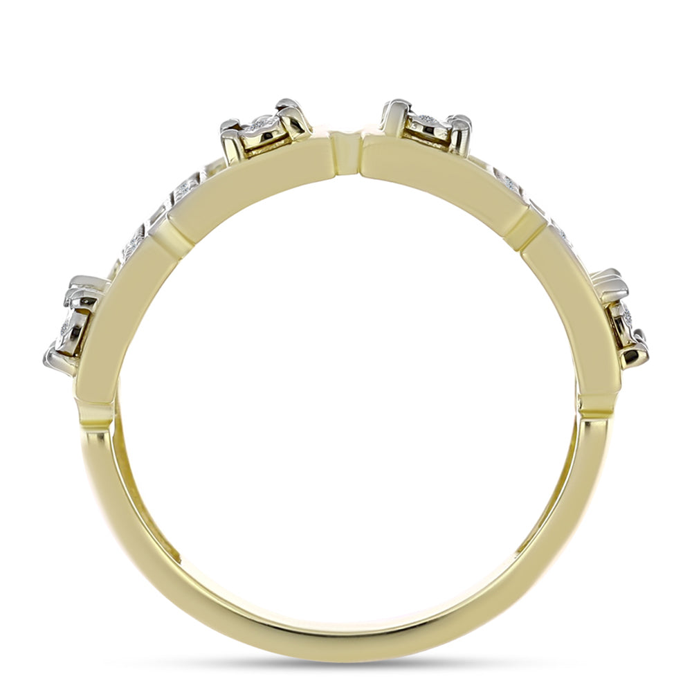 Goldplattierter Silberring mit weißem Diamant und weißem Topas 2 