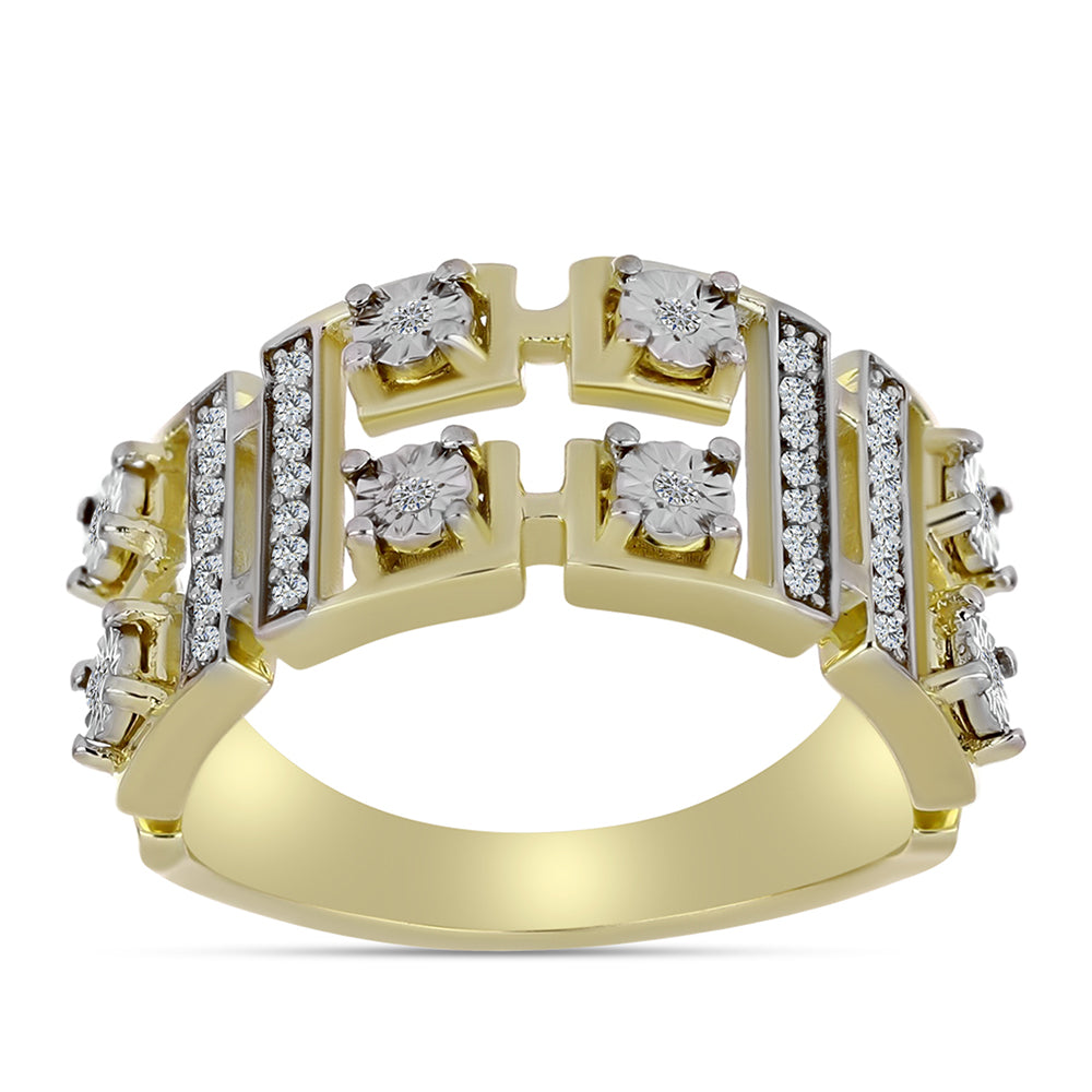 Goldplattierter Silberring mit weißem Diamant und weißem Topas